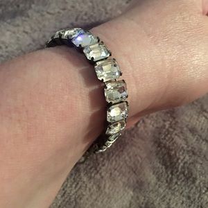 Vintage Sterling Silver Sparkling Crystal Bracelet